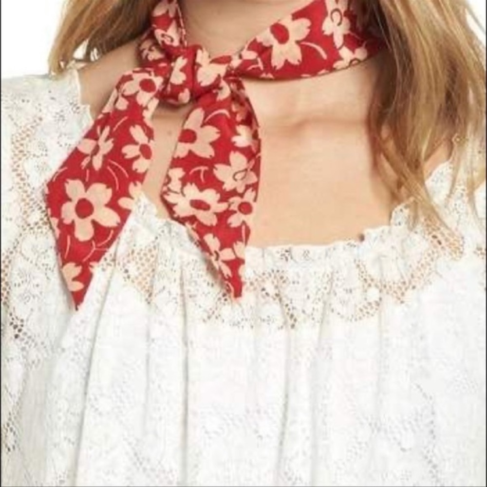 Madewell Silk Skinny Bandana Red - Picture 2 of 4